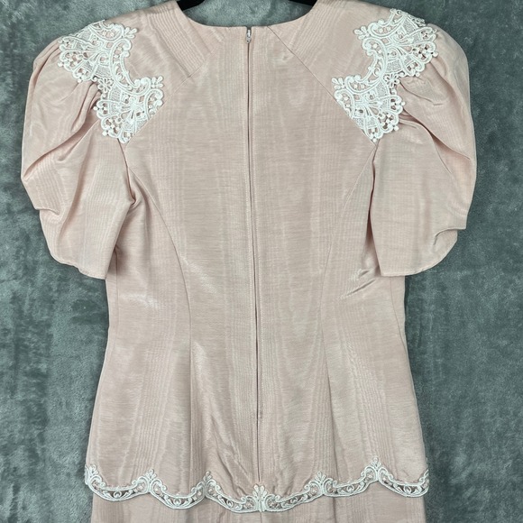 SCOTT McCLINTOCK midi dress 10 tag Pink Pearl Buttons lace cocktail tea wedding - Picture 6 of 14